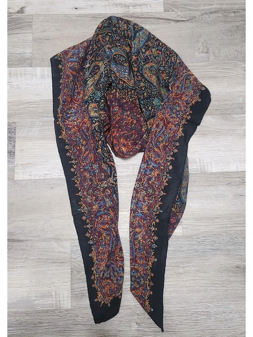 Vintage Christina Silk Scarf 42 X 40 Paisley Colorful Hippie Boho Square